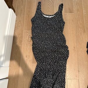 Black Polka Dot Scoop Neck Maternity Dress